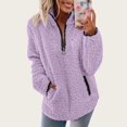 thumbnail image 2 of Womens Sherpa Pullover Half Zip Oversized Fuzzy Fleece Sweatshirts Quarter Zip Fall Winter Clothes with Pockets, 2 of 4