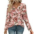 thumbnail image 5 of Stamzod Business Casual Tops for Women Fashion Floral Printed V Neck Long Sleeve Pullover Top Casual Work Blouses for Women Pink M, 5 of 7