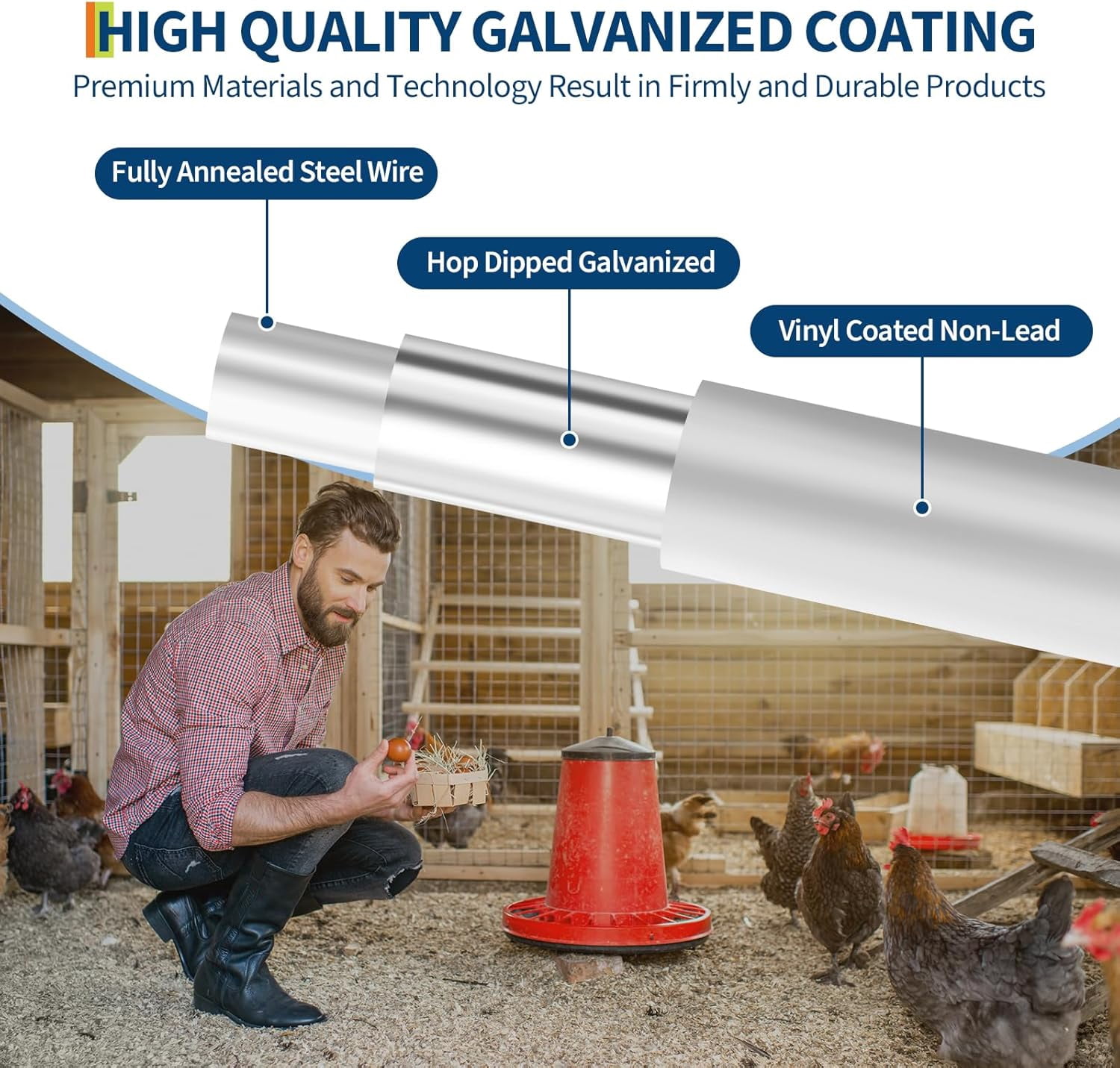 EastVita 1/2 Inch 48in x 50ft 19 Gauge Post Welding Galvanized Chicken Wire Mesh Roll Hardware Cloth for Chicken Coop Garden Plant Protection Animal Enclosures （Silver）