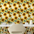 thumbnail image 2 of Ambesonne Garden Peel & Stick Wallpaper for Home, Sunflowers Scenery Pattern, 13"x72", Paprika and Fern Green, 2 of 5