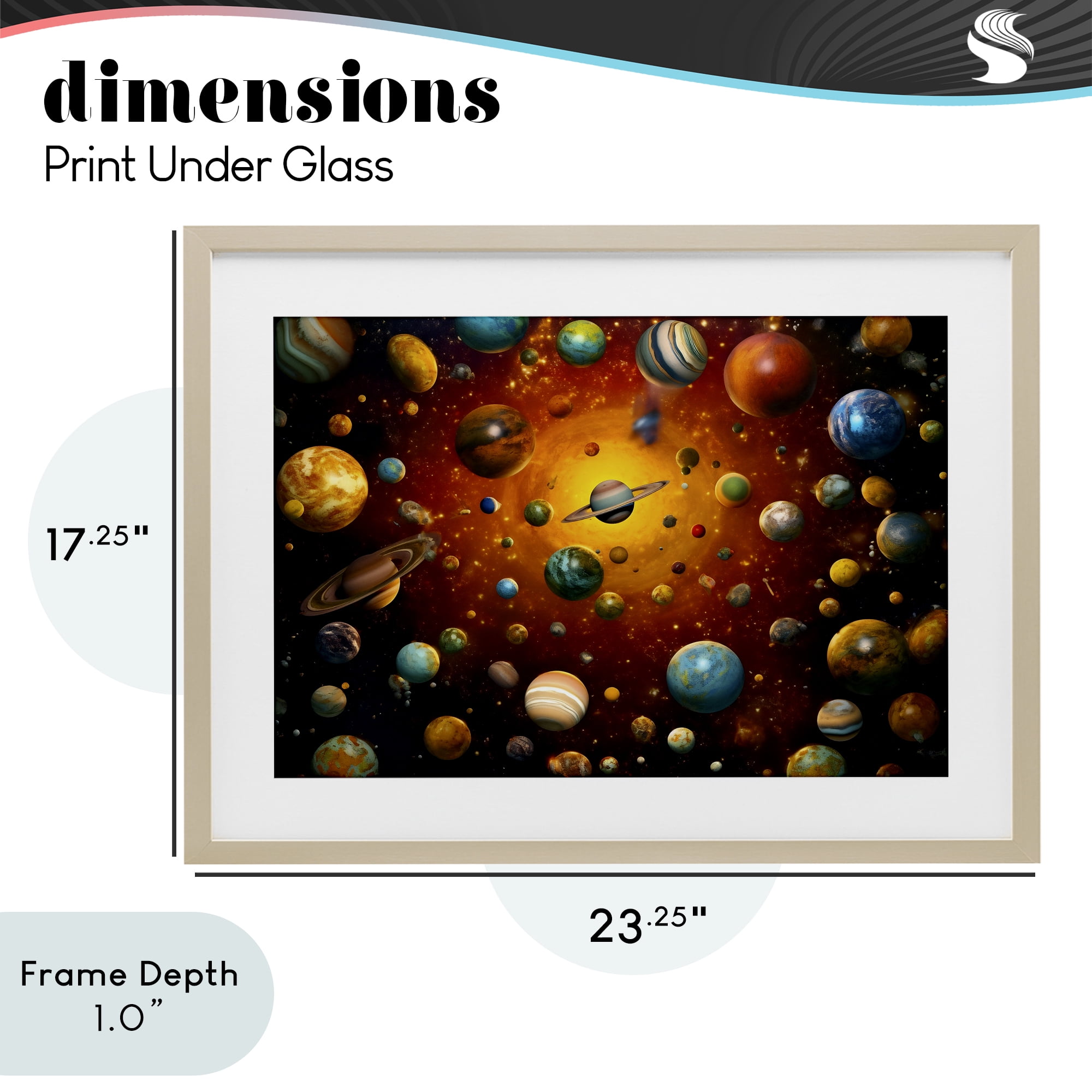 Stupell Industries Cosmic Marbles Galaxy Birch Framed Print Under Glass, design by Ray Powers