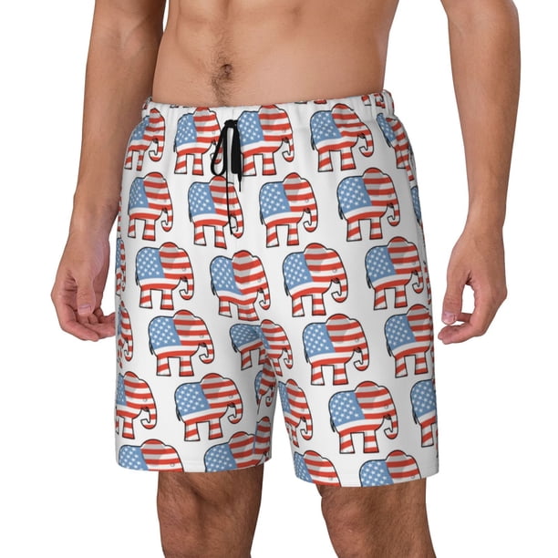 Balery Elephant Bañador para hombre, shorts de playa de secado rápido con entrepierna y forro de compresión-Large