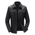 thumbnail image 1 of Chaqueta de cuero para hombre, primavera, otoño e invierno, ajustada, de moda, con forro polar, chaqueta de moto gruesa, chaqueta de cuero para hombre, 1 of 5