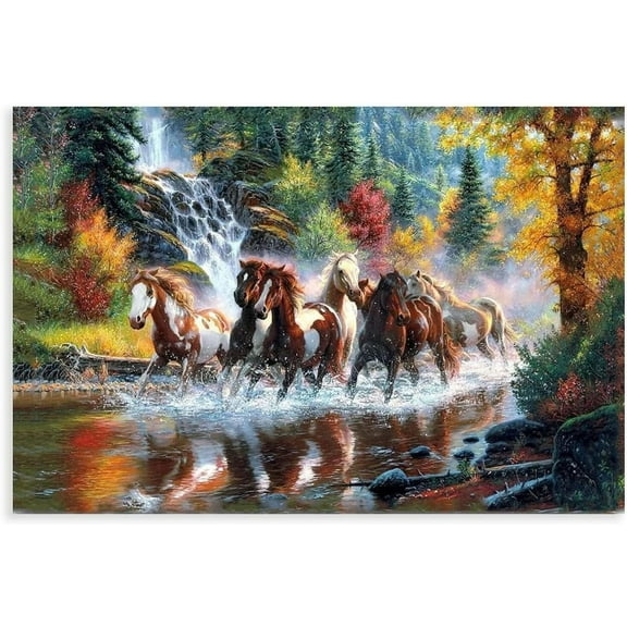 Seven Lucky Running Wild Horses Wall Art Running Horses Wall Art Animal Posters 11 Canvas Poster Wall Art Decor Print Picture Paintings for Living Room Bedroom Decoration Unframed-style