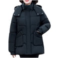 thumbnail image 2 of Winter Warm Coats for Womens Fashion Plus Size Casual Loose Solid Color Pocket Zippered Reversible Long Coat, 2 of 9
