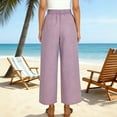 thumbnail image 4 of JGGSPWM Women Linen Pants Casual Loose Fit High Waist Trousers Boho Wide Leg Beach Pants Summer Outfits 2026 Trendy Purple M, 4 of 8