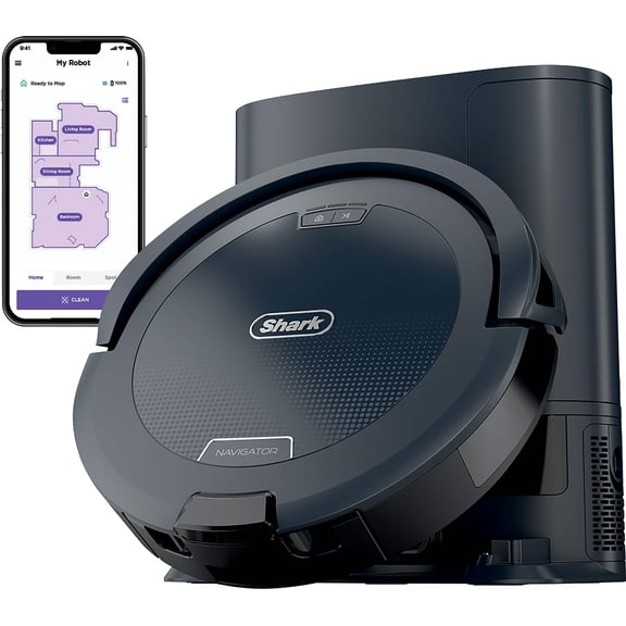 (Open Box) Shark Navigator Robot Vacuum with Self-Empty Base, Cordless, HEPA Filter, Multi-Surface, Pet Hair Friendly, UR2150AE