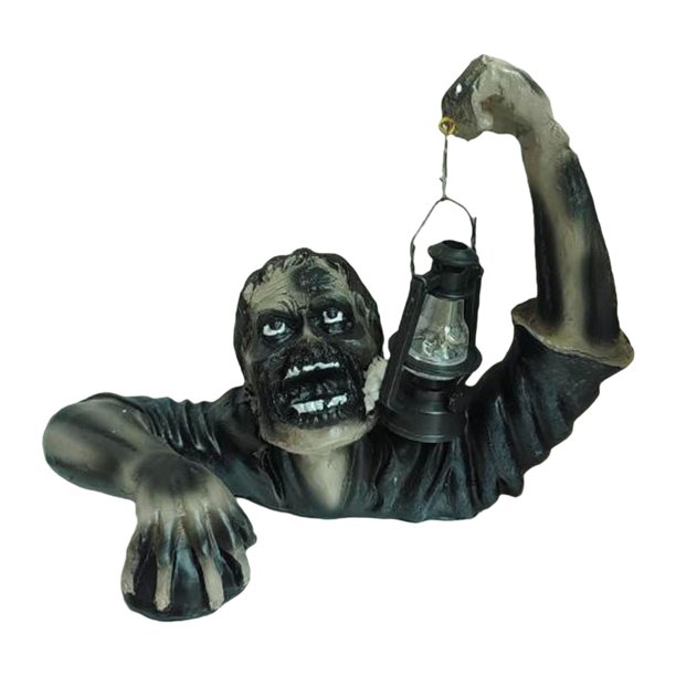 Estatua de resina de Halloween,Decoraciones de Halloween de zombis arrastrándose,accesorio de terror,Escultura con linterna LED iluminada para estatua de jardín,Figura de resina para