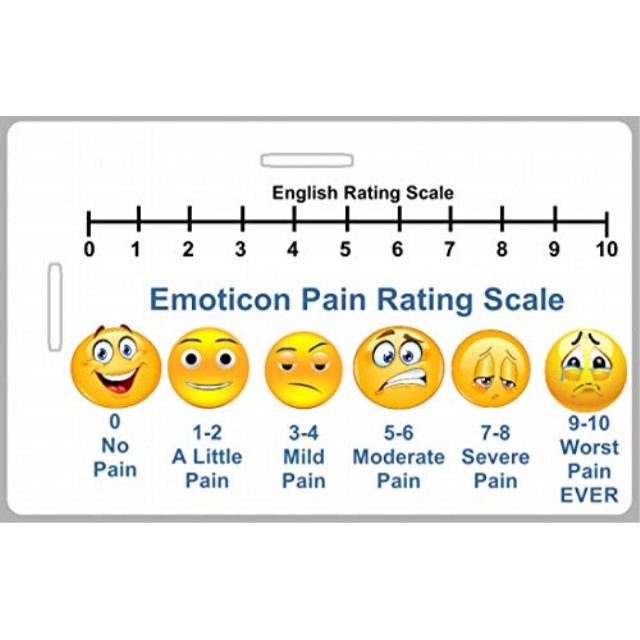 pain rating scale pvc id badge (horizontal or vertical) emotiocon faces