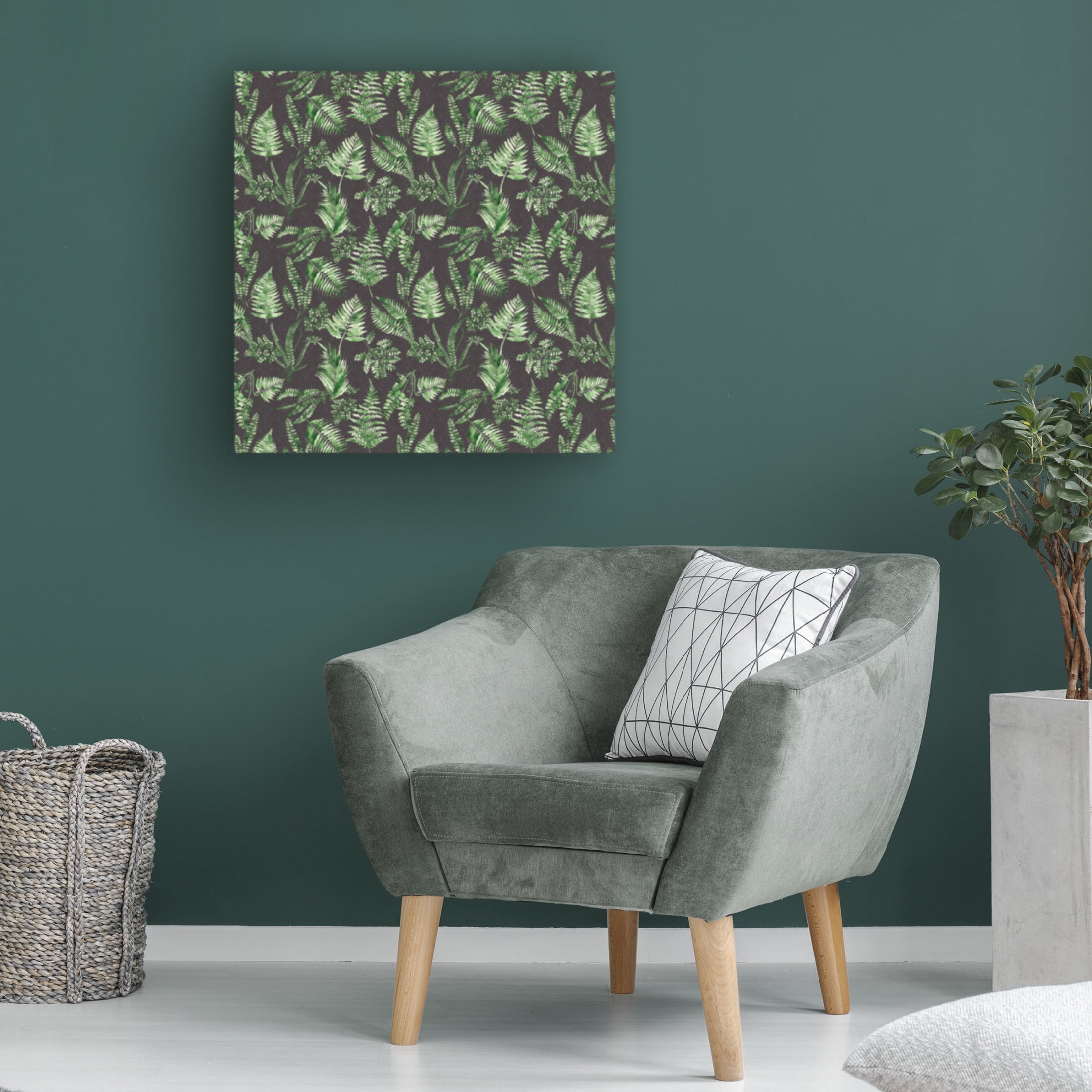 Canvas Wall Art - Jean Plout 'Green Botanical Pattern' Wall Art for Living Room, Bedroom, or Office Décor by Trademark Fine Art - 14 x 14 Inches