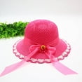 thumbnail image 2 of ZQUUVOU Straw Sun Hat for Children Large Brimmed Cute Straw Sun Hat Bow Ribbon Party Outdoor Sunshade Sun Protection Hat Hot Pink, 2 of 4