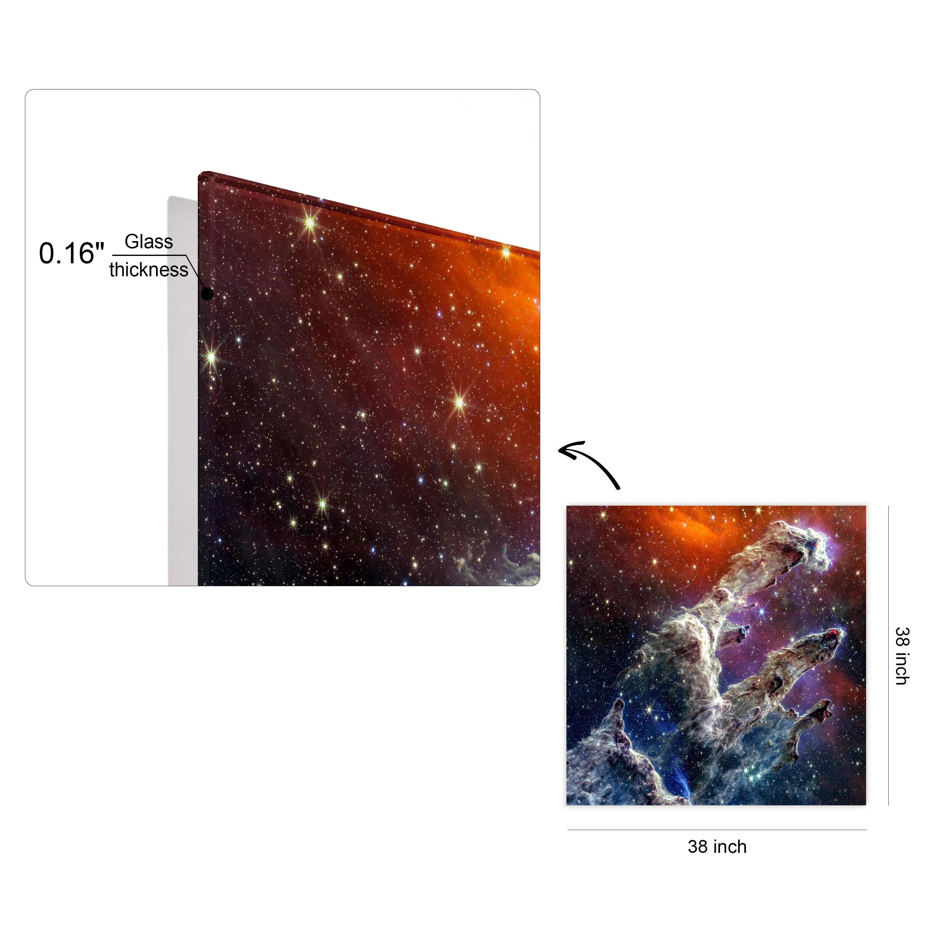 "Eagle Nebula: Pillars of Creation" Frameless Free Floating Reverse Printed Tempered Glass Wall Art