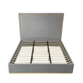 thumbnail image 4 of Inspired Home Upholstered Velvet Queen Bed with Gold Base Frame, Grey, 4 of 9