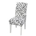thumbnail image 3 of Funda para silla Funda con estampado elástico Funda lavable Protector de silla Funda de asiento universal para hotel en casa, Blanco Negro kenally HA003278-01, 3 of 6