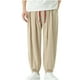 thumbnail image 2 of Pantalones largos de lino con cintura elástica para hombre, pantalones Haren de talla grande, pantalones casuales holgados de lino con cordón ajustable, pantalones para hombre, 2 of 9