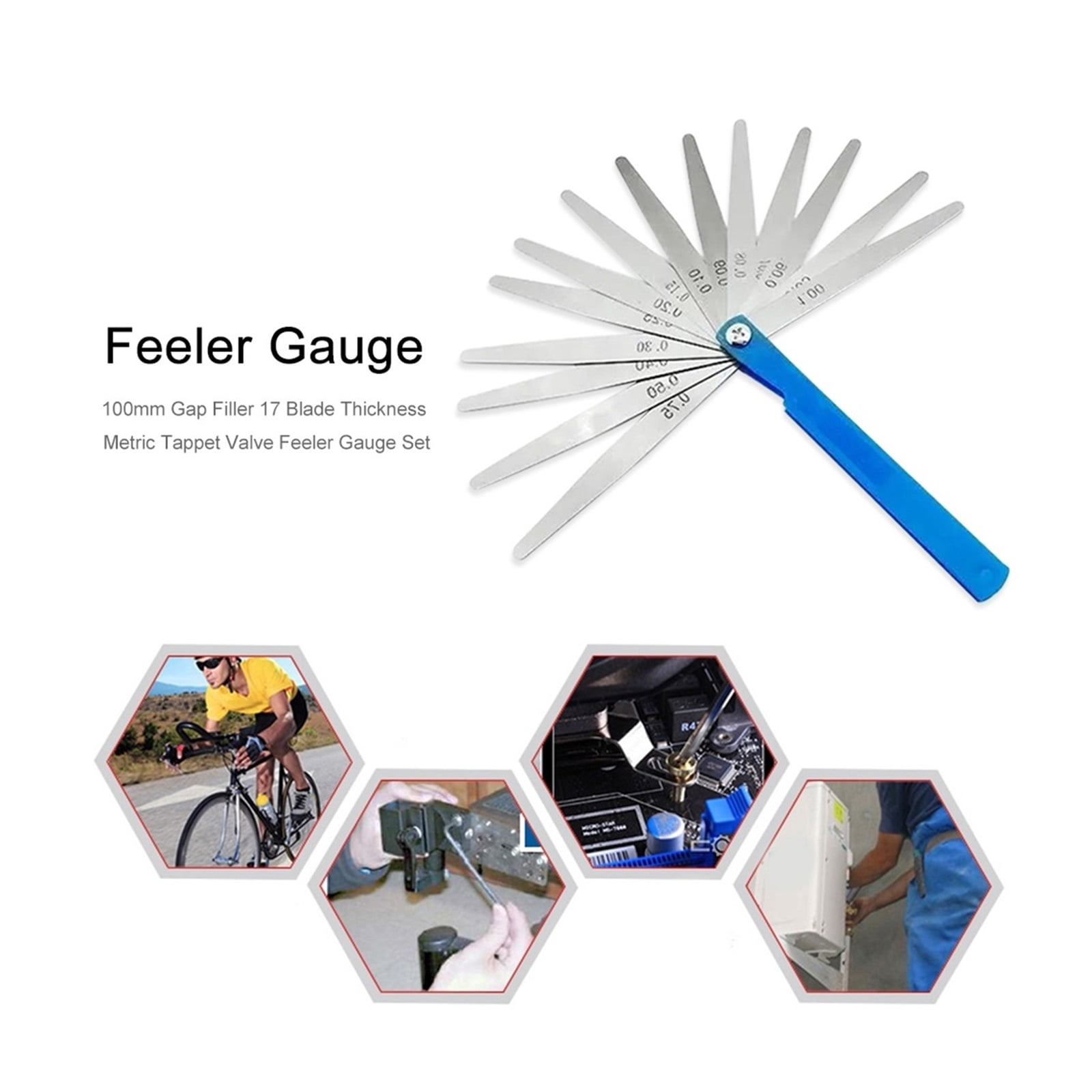 Measurement Height Limit Gauge Tools 17 Blade Thickness Tappet Valve Feeler Gauge Set Gap Filler Measuring Ruler Tool ,Easy to Use