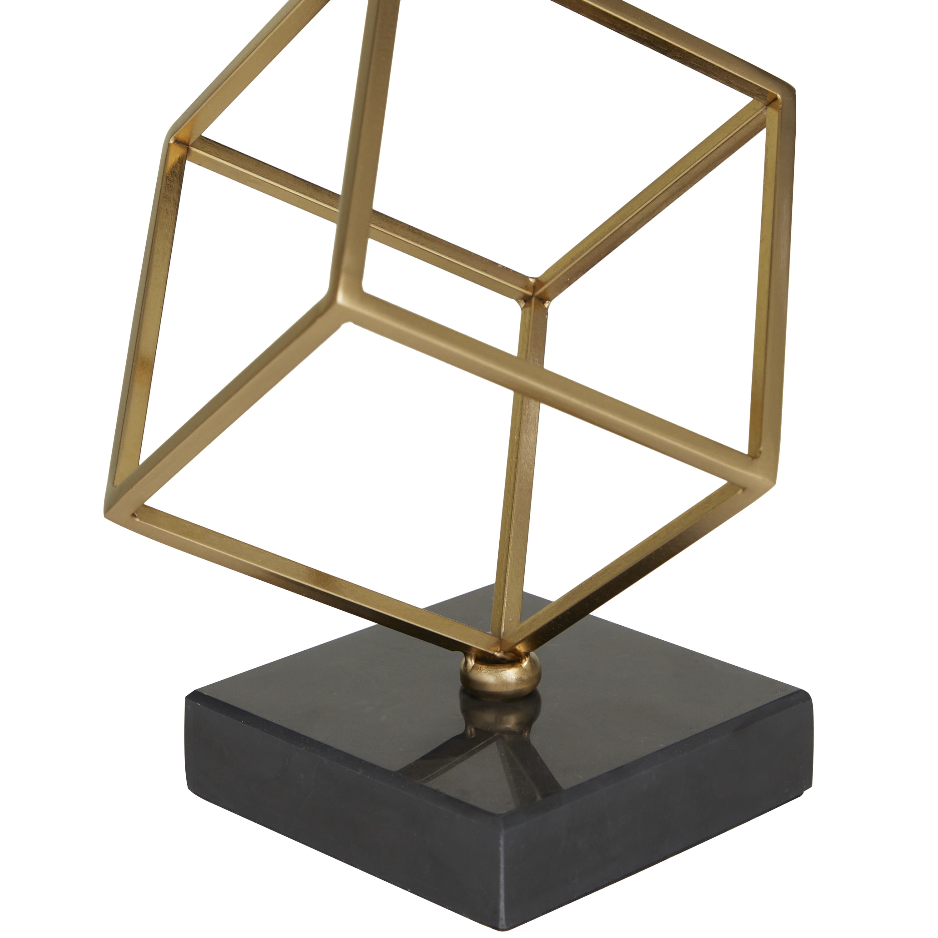 11" x 17" Black Marble Gymnast Sculpture with Gold Cube Base, by DecMode