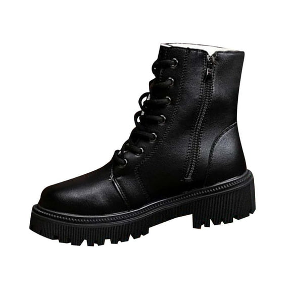 XUNKUSGA Ankle Boots for Women Causal 8-Eye Side Zipper Booties for Women Fashion Fall Winter Trendy Thick Soled Womens Boots High Strength Durability Fall Boots Black
