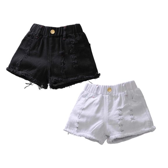 XEGLSBU 2 Pack Girl's Short Jeans Comfortable Fashion Summer Casual Thin Denim Shorts Size 6-7 Years