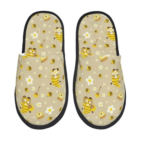 

Noikeo Cute Bee Gnome 2 Pattern Cozy Slippers Indoor for Women and Mens Fuzzy House Shoes Soft Plush Warm Slip-on Slippers-Large