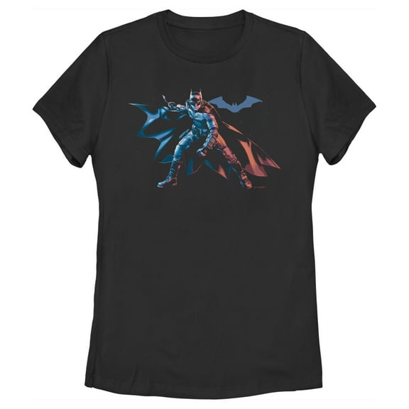 Women's The Batman Hero Pose  Graphic Tee Black Large