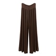 thumbnail image 2 of Oiangi Womens Plus Size Flowy Palazzo Pants High Waist Stretch Drawstring Trousers Soft Solid Color Wide Leg Pant Coffee 2XL, 2 of 5