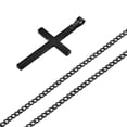 thumbnail image 2 of Men's Black Cross Pendant & Curb Chain Stainless Steel Necklace Set, 2 of 5