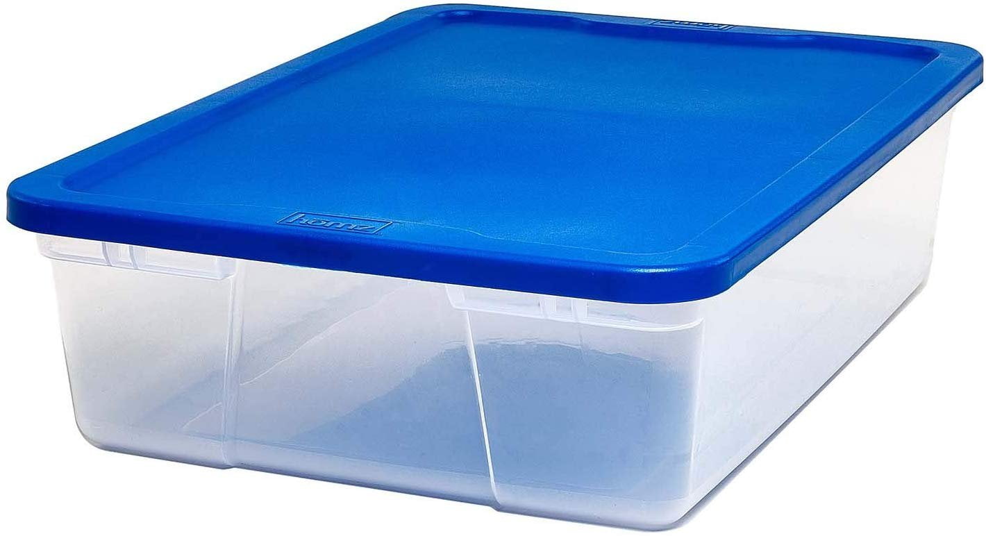 Homz Plastic Underbed Storage, With Lid, 28 Quart, Clear, Stackable, 8Pack