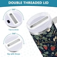 thumbnail image 3 of Yayeee 30oz Stainless Steel Tumbler with Straw and Handle Double-Wall Insulated Travel Water Bottle, Floral Raspberry Pattern, 3 of 8