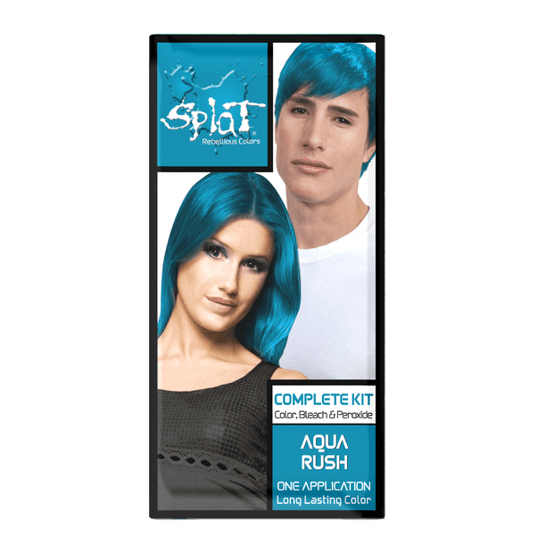 Splat Complete Kit, Aqua Rush, Semi-Permanent Blue Hair Dye with Bleach -  