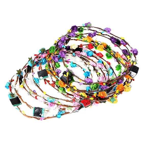 7-Piece LED Flower Hairband Glitter Headpiece Festival Headwear for Bride and Party