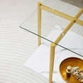 thumbnail image 4 of Rectangle Coffee Table Mid-Century Modern Design L W x H for Living Room - Structure Amber Glass Top and Walnut MDF Shelf Sleek Conical Metal Legs with Gold Finish, 4 of 8