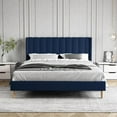 thumbnail image 2 of AUFANK Queen Bed Frame Upholstered Platform with Wooden Slats, Noise-Free, Blue, 2 of 6