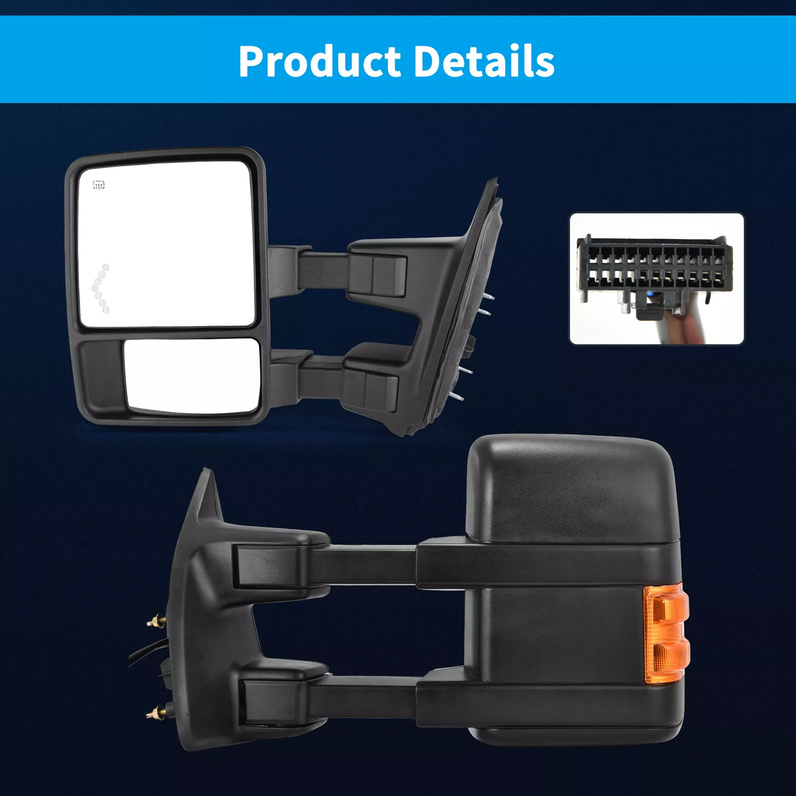 Ledkingdomus Tow Mirrors for 08-16 Ford F250-F550 Super Duty Power Heated Turn Signal