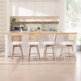 thumbnail image 6 of Zesthouse 26.2" Rattan Counter Stools Set of 2, Swivel Sherpa Counter Height Bar Stools with Cane Back and Wooden Legs, Mid Century Barstools for Kitchen Island, White, 6 of 15