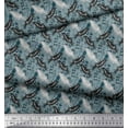 thumbnail image 1 of Soimoi Blue Cotton Duck Fabric Text & Crow Bird Fabric Prints By Yard 58 Inch Wide, 1 of 3