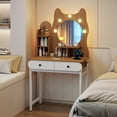 thumbnail image 4 of Gymax Small Vanity Desk w/ Mirror & Lights Cute Kitty Makeup Table w/Power Outlets, 4 of 8