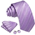 thumbnail image 2 of Set de corbatas Barry.Wang de seda a rayas, 150 cm, con gemelos, 2 of 6