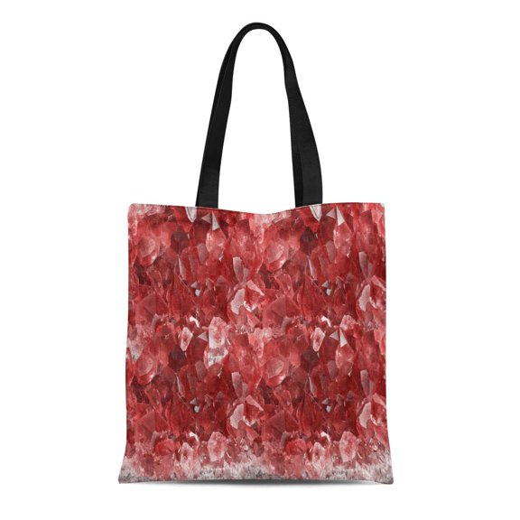 SIDONKU Canvas Tote Bag Stone Macro of Red Ruby Group Closeup Crystal Gem Durable Reusable Shopping Shoulder Grocery Bag