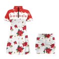 thumbnail image 6 of Psesaysky Christmas Poinsettia Tennis Dress for Women with Inner Shorts 2Piece Holiday Party Sleeveless Zip Up Midi Sundress Stand Collar Workout Athletic Golf Dresses Golf Outfit, 6 of 7