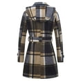thumbnail image 2 of Chrisuno Women Double Breasted Belted Mid Long Winter Wool Coat Yellow Plaid 2XL, 2 of 4