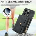 thumbnail image 5 of SaniMore for iPhone 15 (6.1 inch 2023) Case,Wear-resistant PU Leather Skin + Zipper Purse Card Slots Removeable Crossbody Lanyard Stand Shell Shockproof Anti-scratch Drop-resistant, Black, 5 of 10