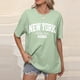 thumbnail image 2 of Camiseta informal de manga corta con hombros descubiertos y estampado de letras en inglés para mujer., 2 of 4