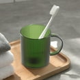 thumbnail image 2 of Btomtd 400ml Clear Plastic Mouthwash Cup for Couple with Handle Toothbrush Mug Bathroom Mouthwash Mug for Household and Dorm, Army Green, 2 of 6