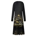 thumbnail image 6 of Women's V-Neck Long Sleeve Print Long Dress with Christmas Tree Snowman Snowflake AI Design, Casual Fashion Fall and Winter Dress for Holiday Parties and Everyday,Gold,S, 6 of 6