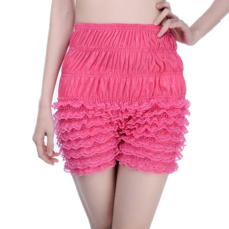 SWSMCLT Women s Frilly Booty Shorts Summer Underwear Ruffle Halloween Shorts Bloomers Outfit Ruffled Tiered Dance Elastic Waist Rose Large