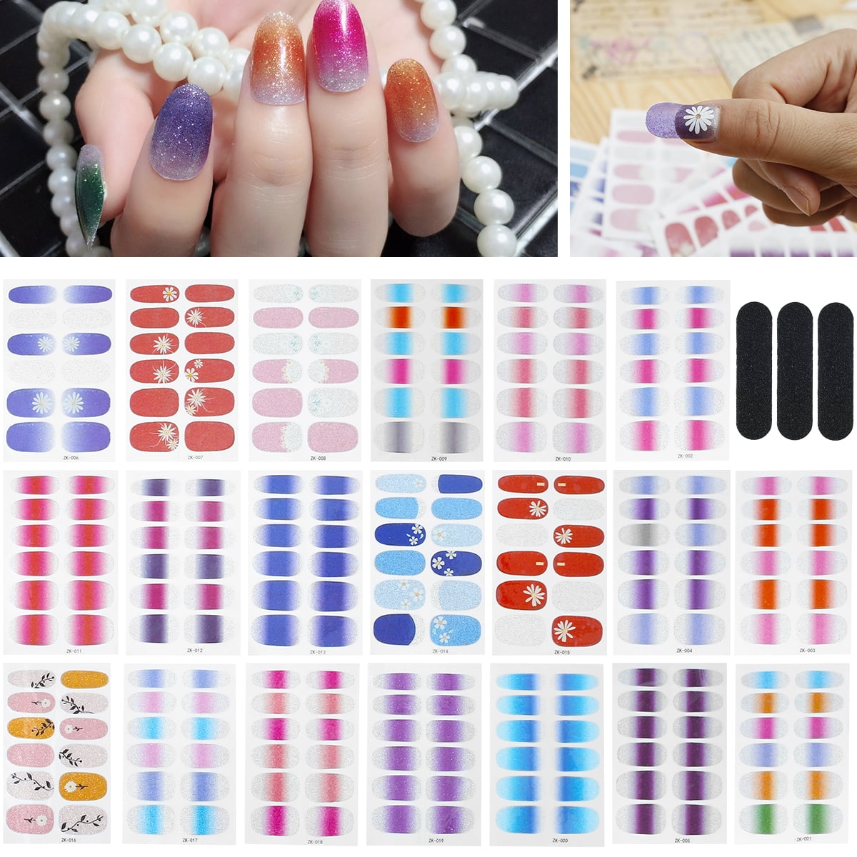 20 Sheets Nail Polish Stickers SelfAdhesive Nail Polish Stickers with