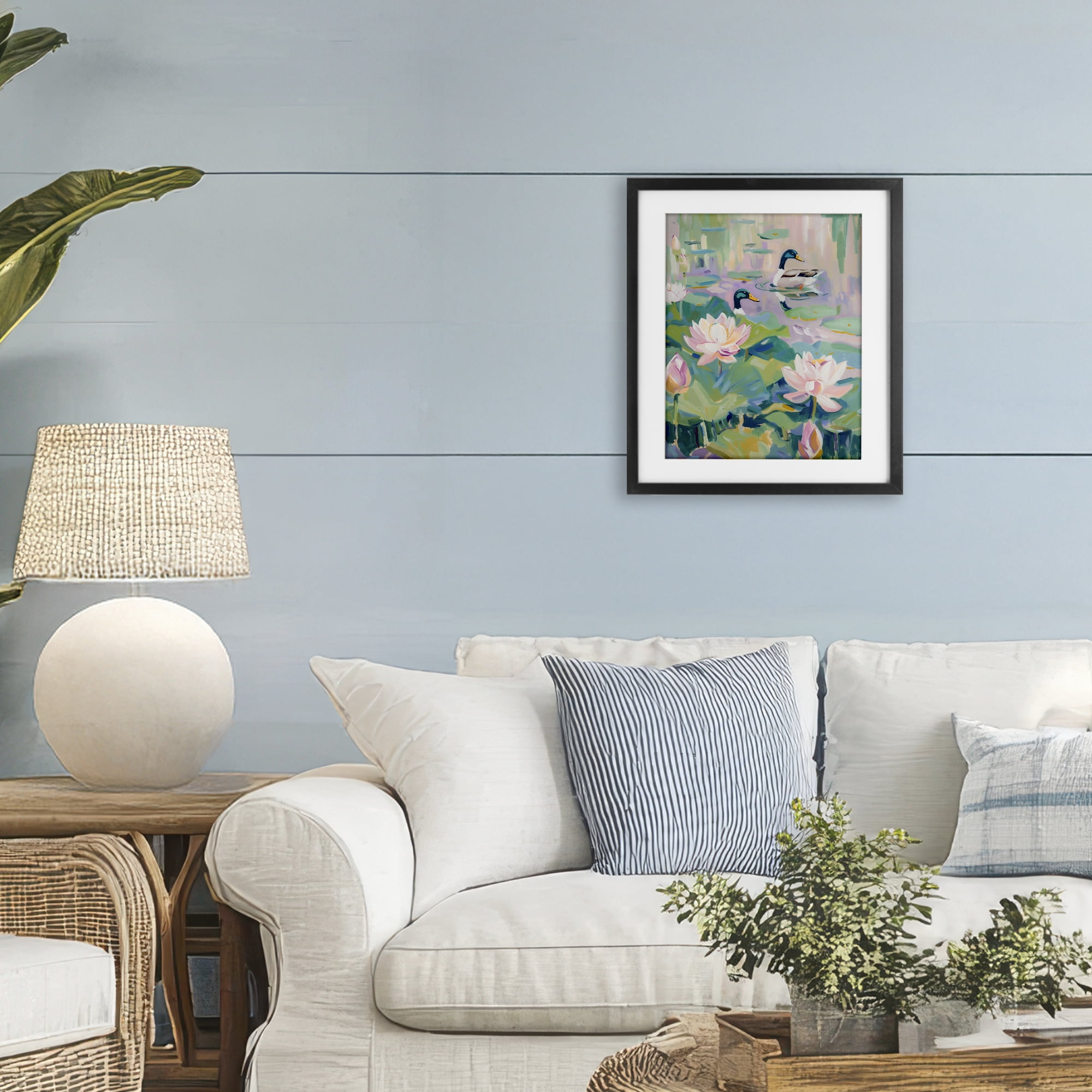 Stupell Industries Duck Pond with Lotus Flowers Black Framed Print Under Glass, design by The Prints Vibe