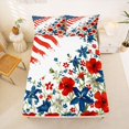 thumbnail image 5 of Manfei Cute Flowers Print Queen Sheets,Classic Us Flag Queen Sheet Sets,White Red Blue,4 Pieces,1 Flat Sheet, 1 Fitted Sheet and 2 Pillowcases, 5 of 6
