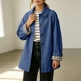 thumbnail image 5 of TGSLY Women's Button Down Trench Coat Casual Collared Long Sleeve Jacket with Plaid Lining Loose Solid Color Mid‑Length Outerwear with Pockets M, 5 of 8